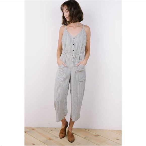 Dress Forum Striped White + Blue Jumpsuit Small - Picture 7 of 7